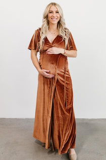 Meghan Velvet Wrap Maxi Dress | Spice | Baltic Born